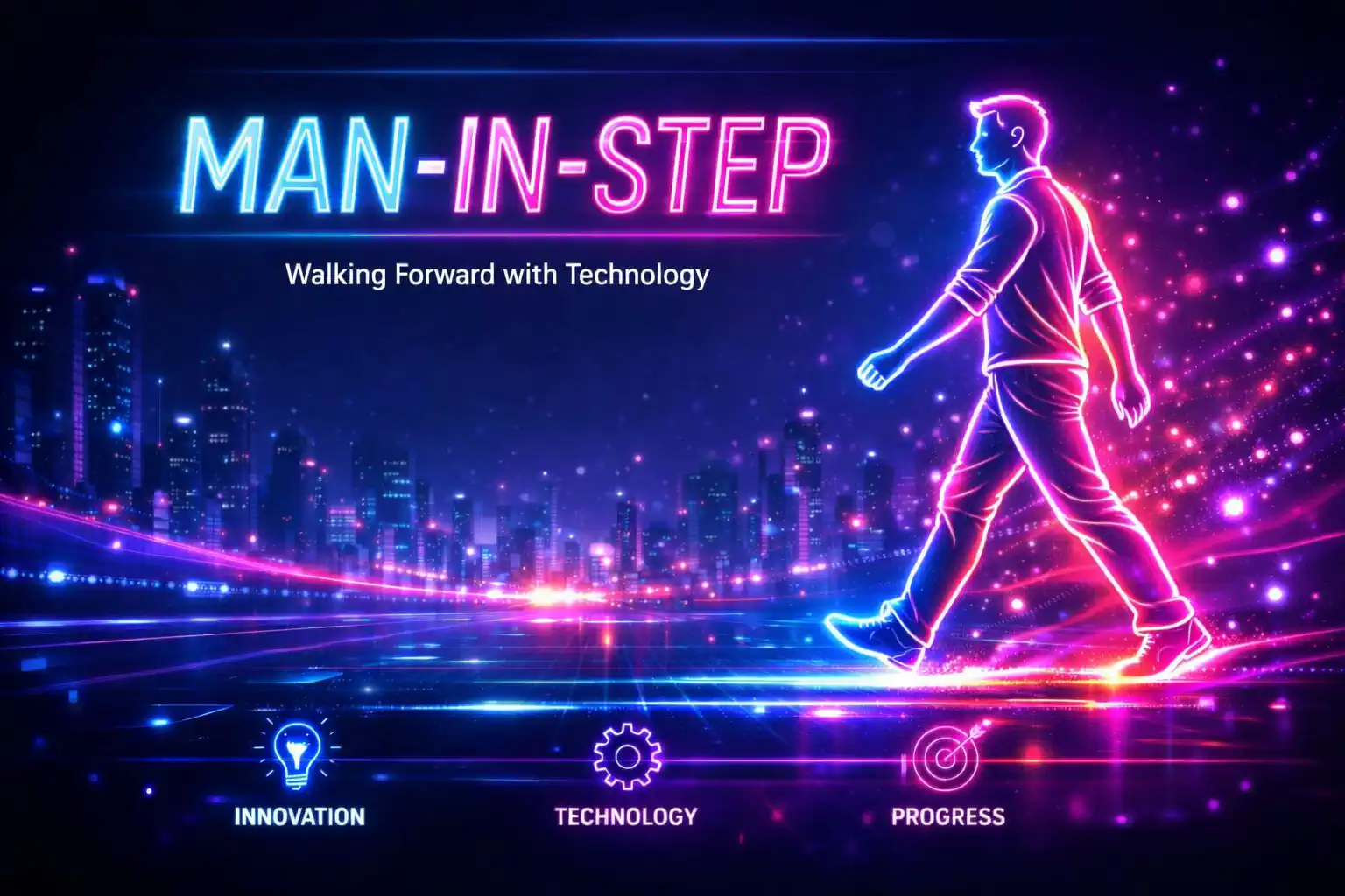 Neon walking man